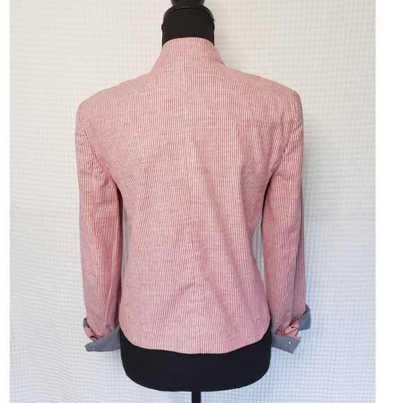 🆕 DREW Anthro Chambray Stripe Taryn Crop Jacket - Picture 5 of 7